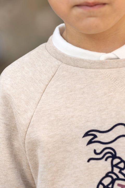 Maglia - Stampa cavaliere in cotone sabbia - Image principale