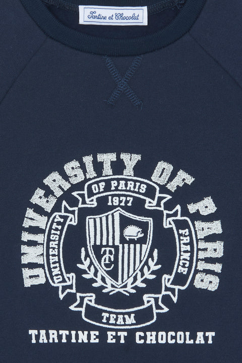 Sweater - Navy cotton Embrodery university of paris - Image principale