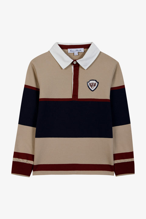 Polo shirt - Sand cotton Pointed collar Stripes - Image principale