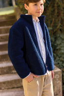 Veste - Navy zippée imitation fourrure bouclette