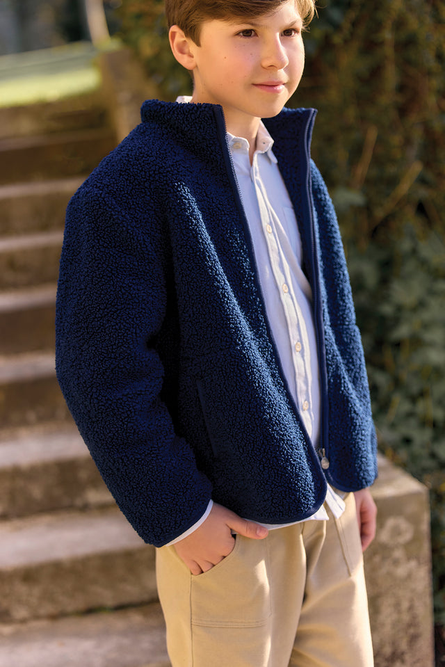 Jacket - Navy zipped Imitazione Pelliccia riccio - Image principale