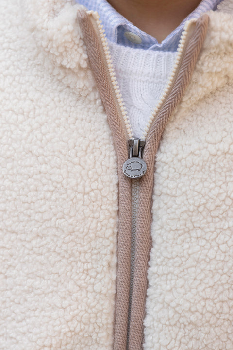 Giacca- Beige zippato Imitazione Pelliccia riccio - Image principale