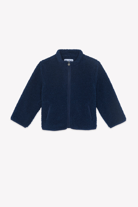 Jacket - Navy zipped Imitazione Pelliccia riccio - Image principale