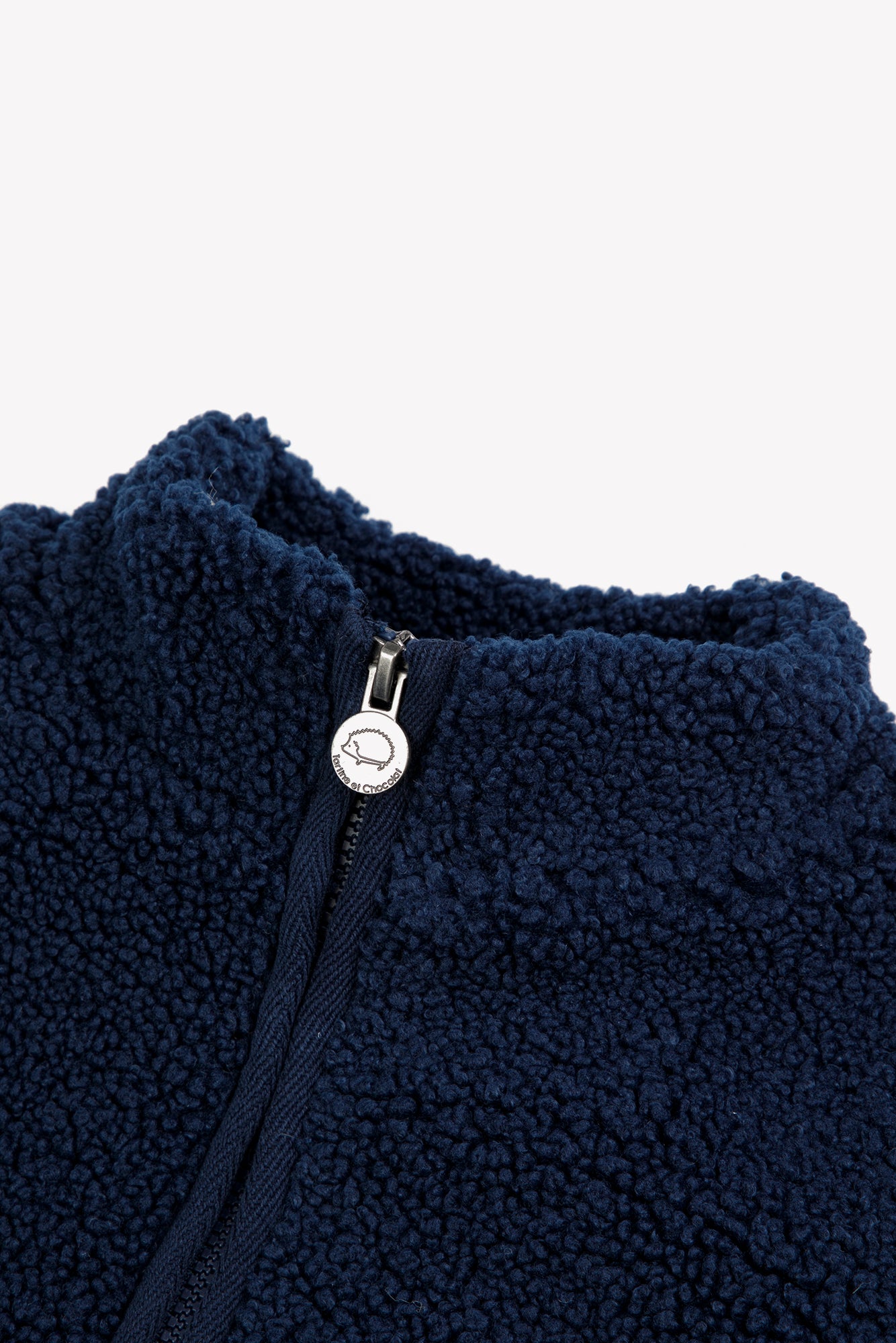 Jacket - Navy zipped Imitazione Pelliccia riccio
