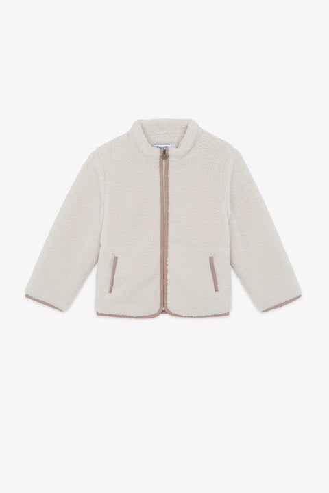 Giacca- Beige zippato Imitazione Pelliccia riccio - Image principale