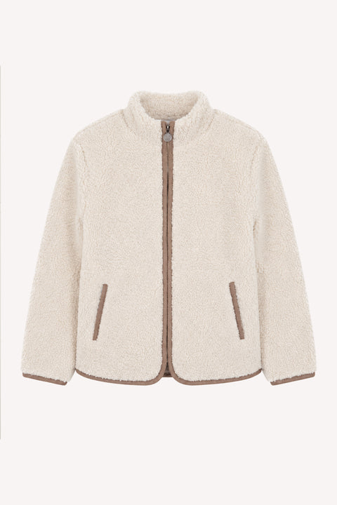 Jacket - Beige zipped Imitation fur Bouclé - Image principale