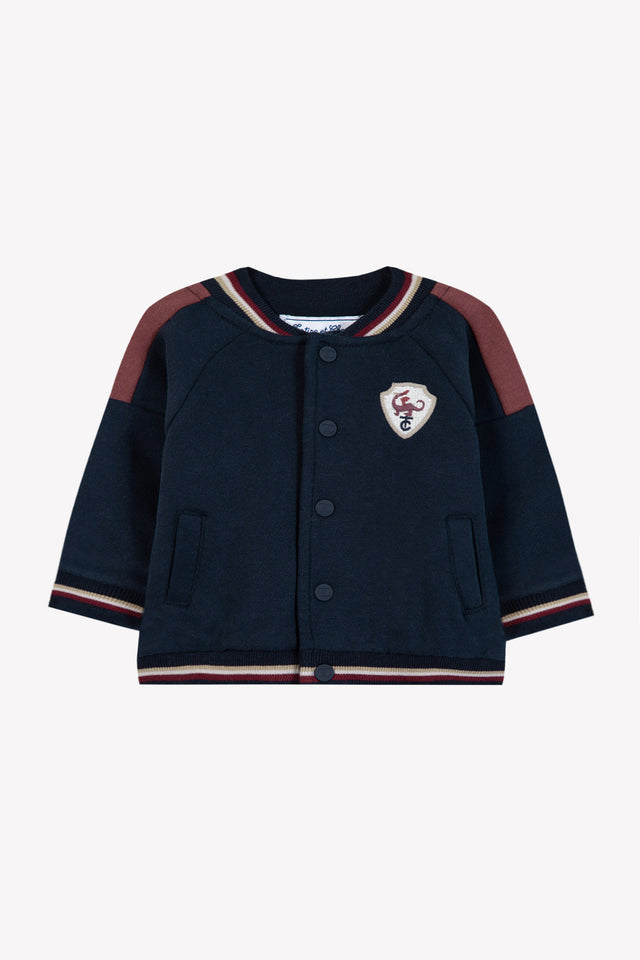 Cardigan - Blu navy toppa di cotone Ricamato - Image principale