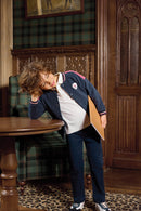 Pantaloni - Blu navy cotone Bordo cintura