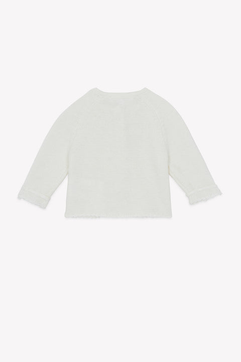 Cardigan - Madreperla cotone Colletto Girocollo Ricamo mano - Image principale