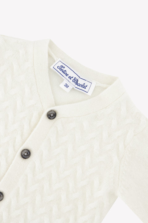 Cardigan - Madreperla Cashmere Colletto v Maglia intrecciato - Image principale
