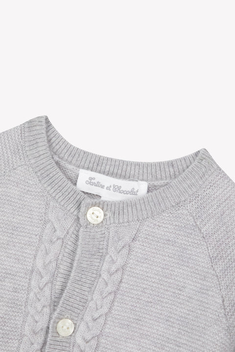 Cardigan - Grigio erica Lana Colletto Girocollo - Image principale