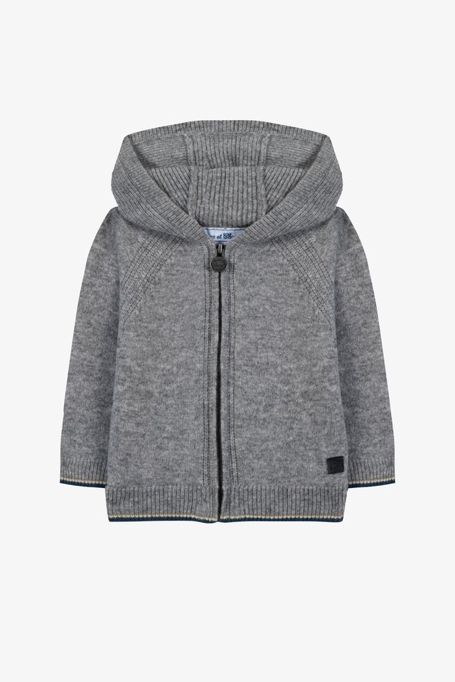 Cardigan - Grey heather Wool to Hood zipped - Image principale