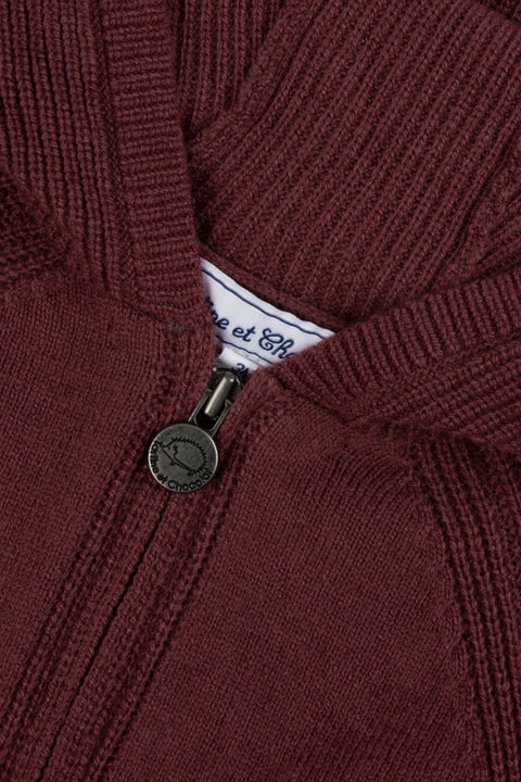 Gilet - Bordeaux Lana a Cappuccio zippato - Image principale