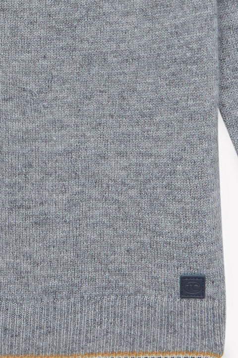 Cardigan - Gris chiné laine capuche maille ajourée - Image principale