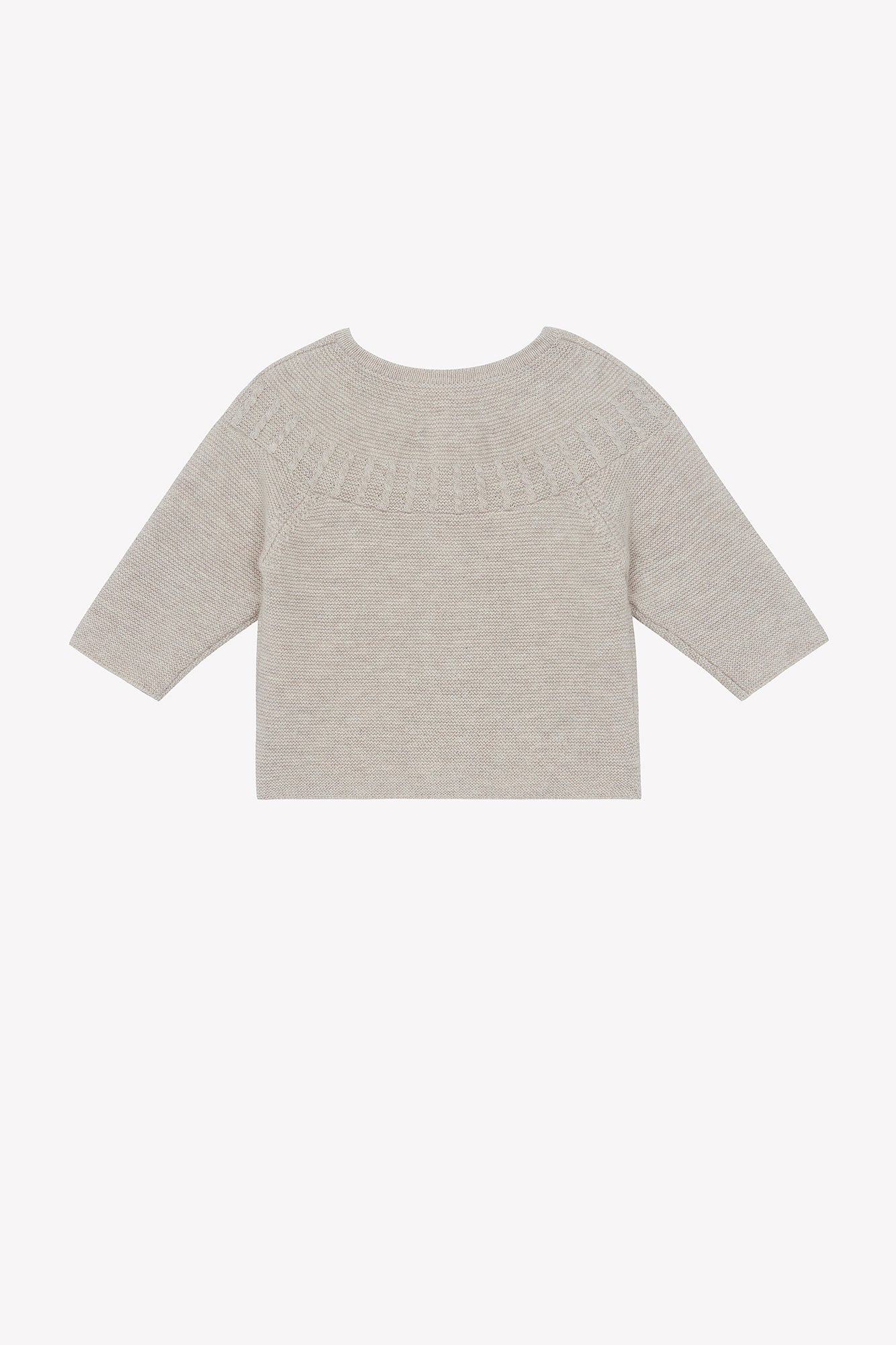 Cardigan - Beige cotton heather Round neck braided