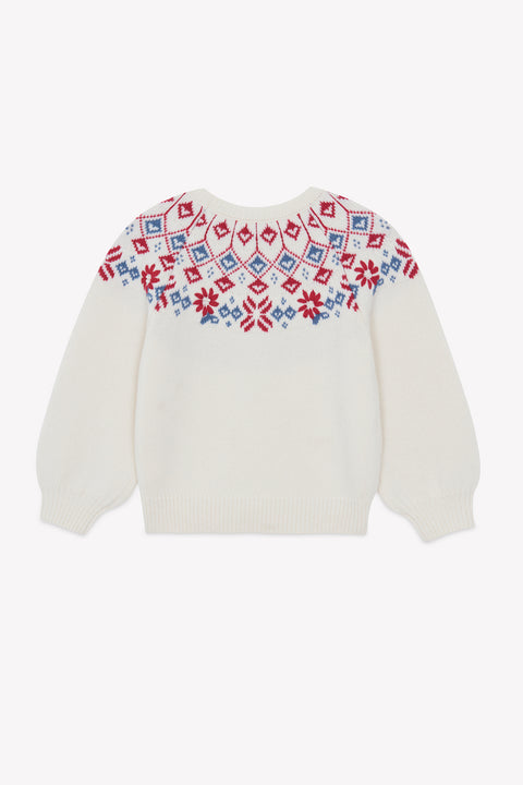 Pull - Ecru laine maille jacquard - Image principale