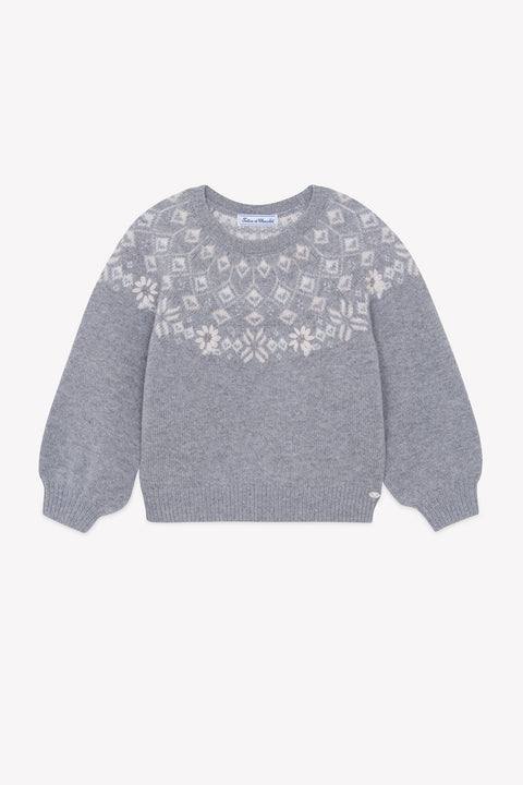 Jersey - Gris brezo Lana Punto jacquard - Image principale