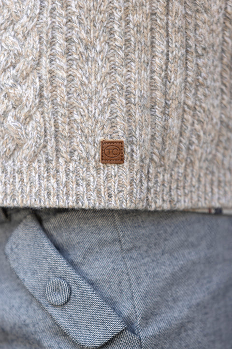 Cardigan - Moka col châle maille tréssée - Image principale