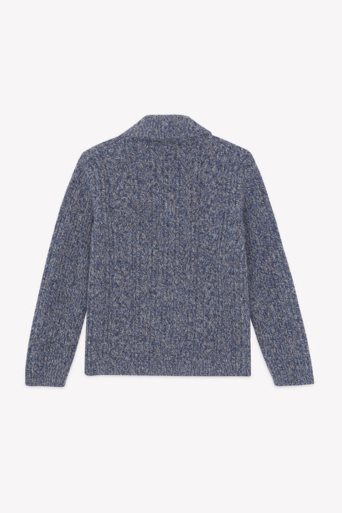Cardigan - Indigo col châle maille tréssée - Image principale