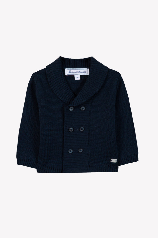 Cardigan - Marine laine maille tricot - Image principale