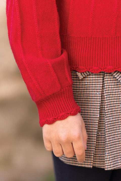 Cardigan - Cerise laine festonné - Image principale