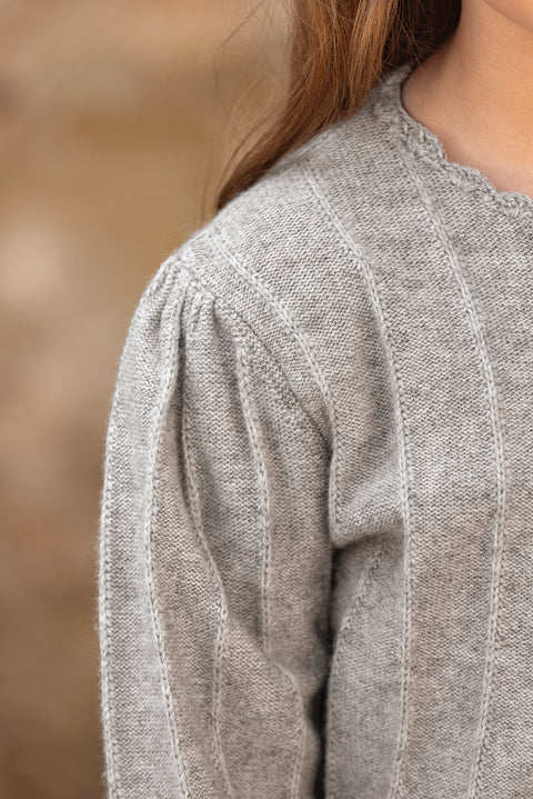 Cardigan - Gris chiné laine festonné - Image principale