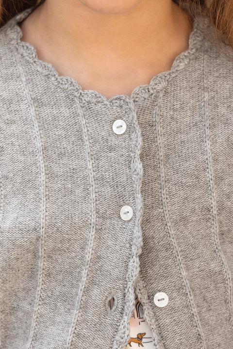 Cardigan - Gris chiné laine festonné - Image principale