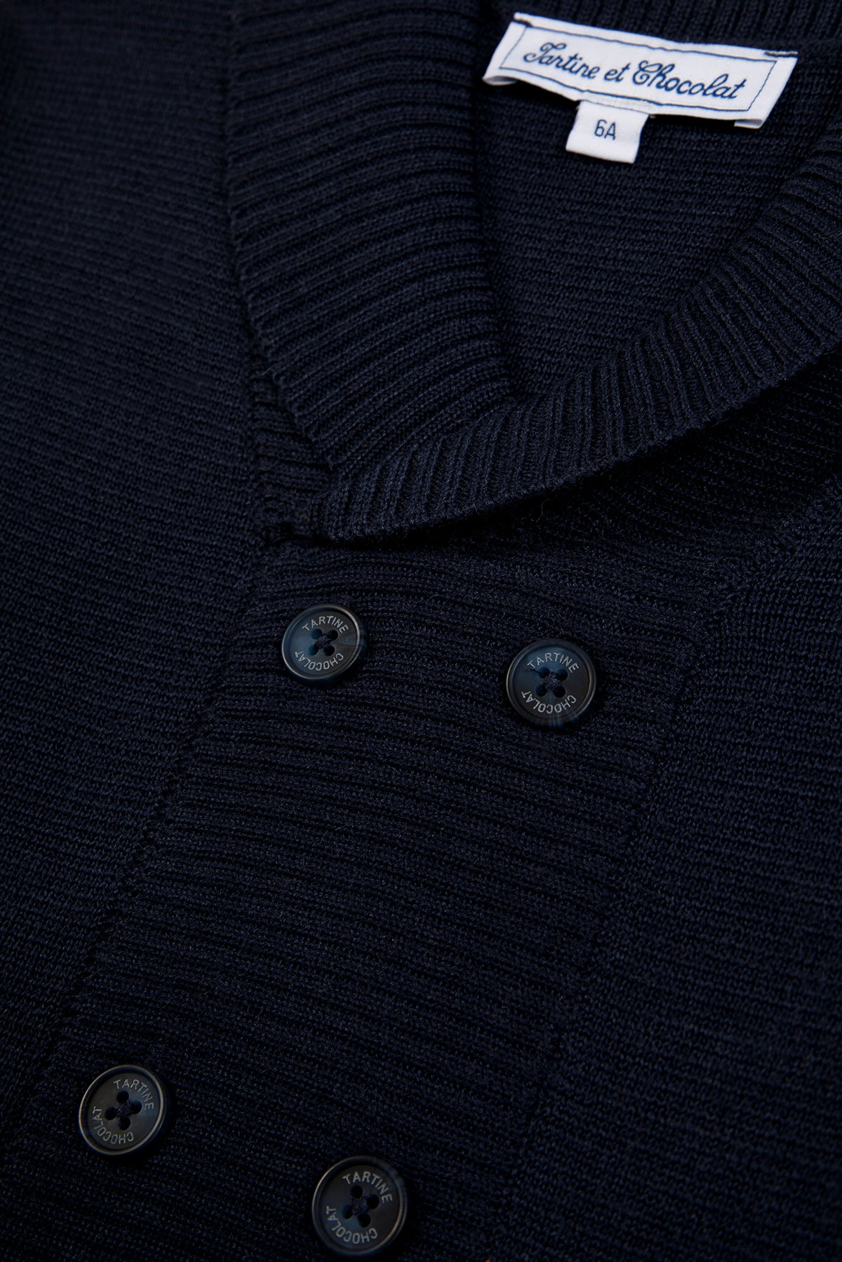 Cardigan - Marine laine col tailleur