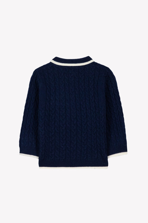 Pull - Marine laine maille torsadée - Image principale