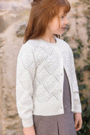 Strickjacke - Ecru Wolle Strickwaren durchbrochen