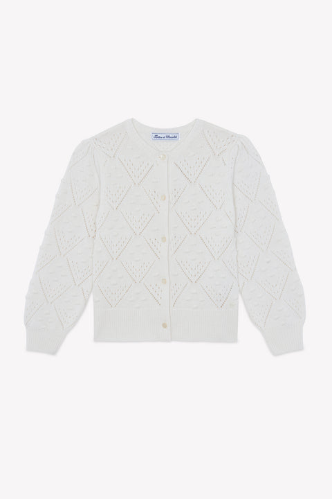 Strickjacke - Ecru Wolle Strickwaren durchbrochen - Image principale