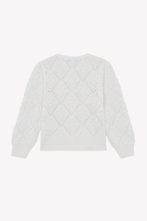 Cardigan - Ecru laine maille ajourée - Image principale