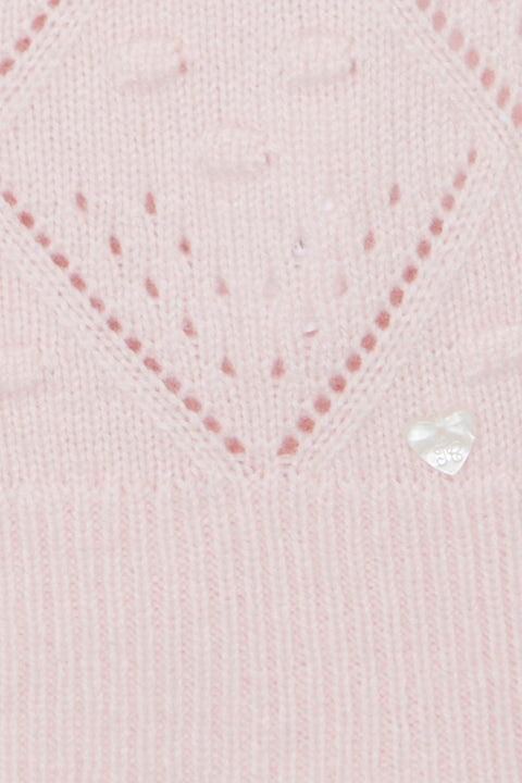 Cardigan - Rosée laine maille ajourée - Image principale