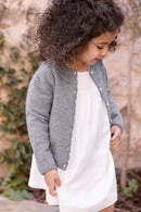 Cardigan - Grigio erica Cashmere Colletto Girocollo Festone