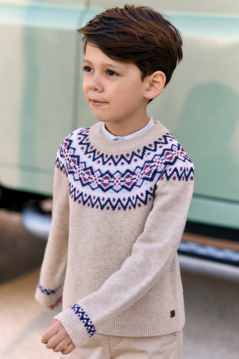 Sweater - Sand Wool Knitwear jacquard - Image principale