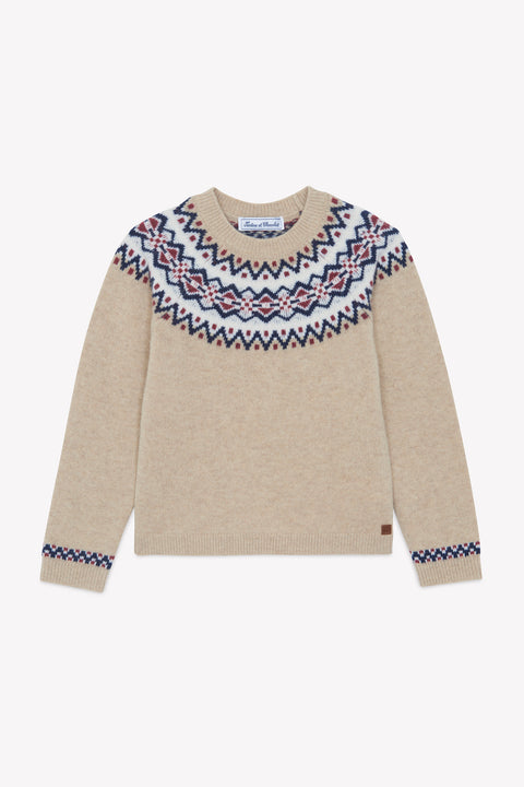Pull - Sable laine maille jacquard - Image principale