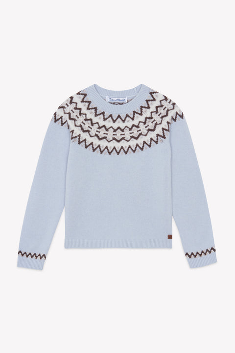 Maglia - Blu Orizzonte Lana Maglia jacquard - Image principale