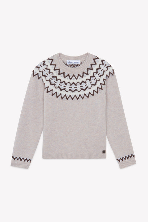 Pull - Moka laine maille jacquard - Image principale