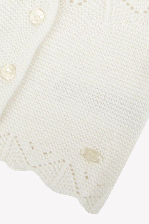 Cardigan - Ecru laine maille ajourée - Image principale