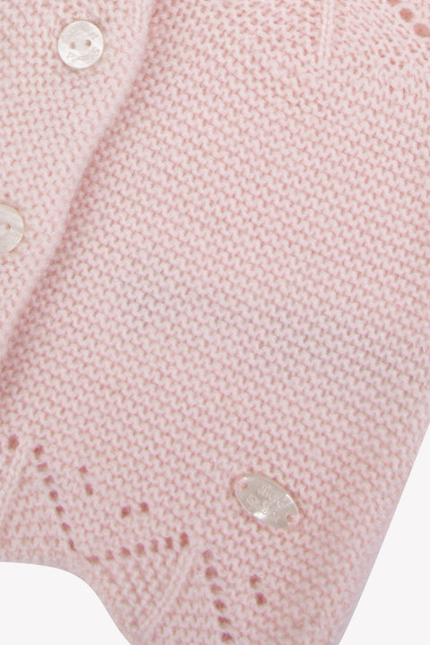 Cardigan - Rosée laine maille ajourée - Image principale