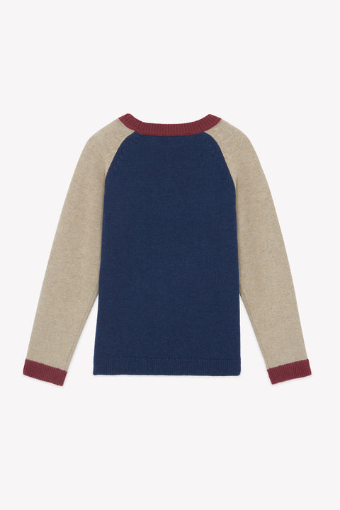 Maglia- Blu navy Lana Ricamo esplorare - Image principale