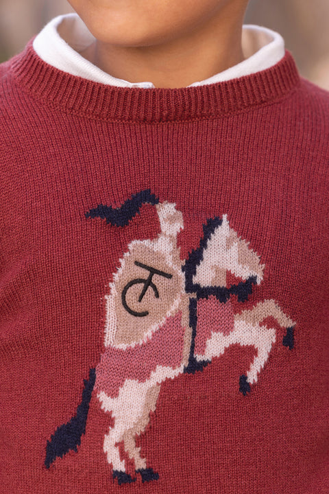 Maglia - Bordeaux Lana Ricamo cavaliere - Image principale
