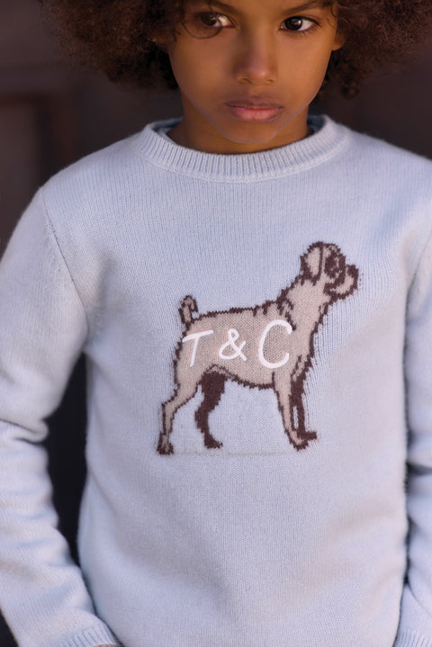 Sweater - Blue Horizon Wool Embrodery dog - Image principale
