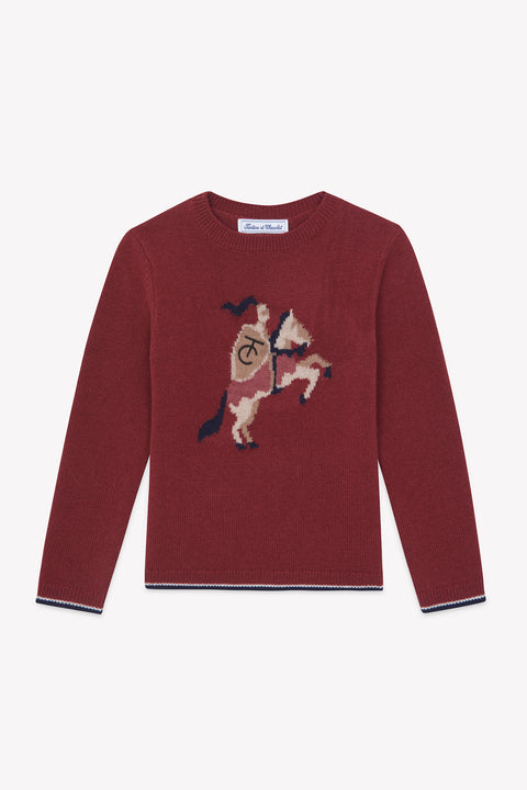 Maglia - Bordeaux Lana Ricamo cavaliere - Image principale