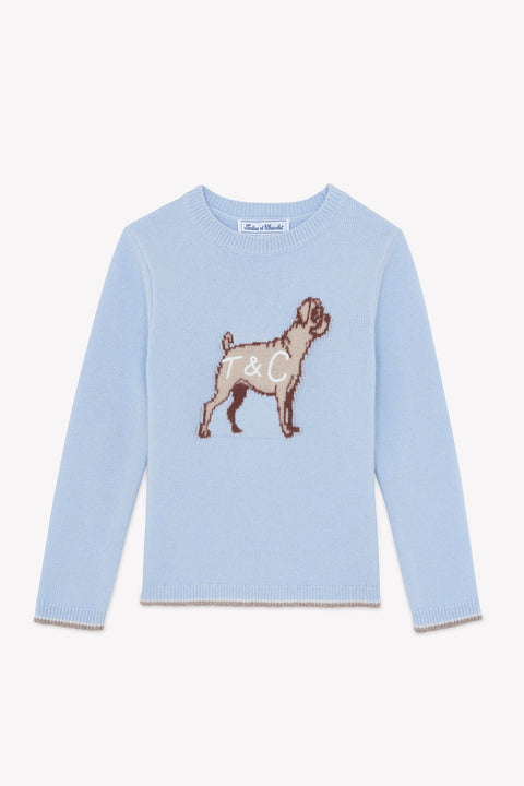 Maglia - Blu Orizzonte Lana Ricamo cane - Image principale