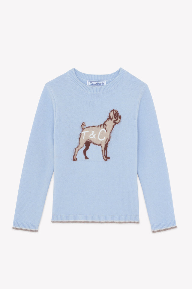 Sweater - Blue Horizon Wool Embrodery dog - Image principale
