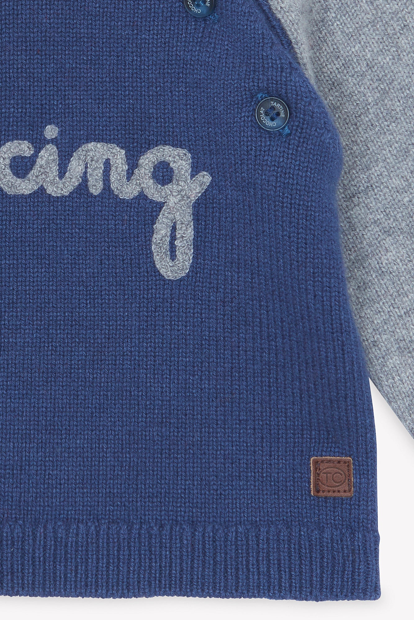 Pullover – Marineblau Wolle Knopf