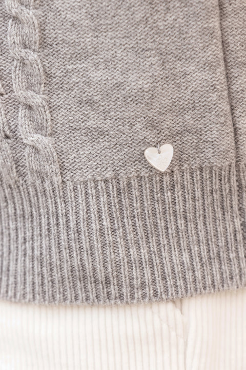Maglia - Grigio erica Lana Colletto Laccio - Image principale