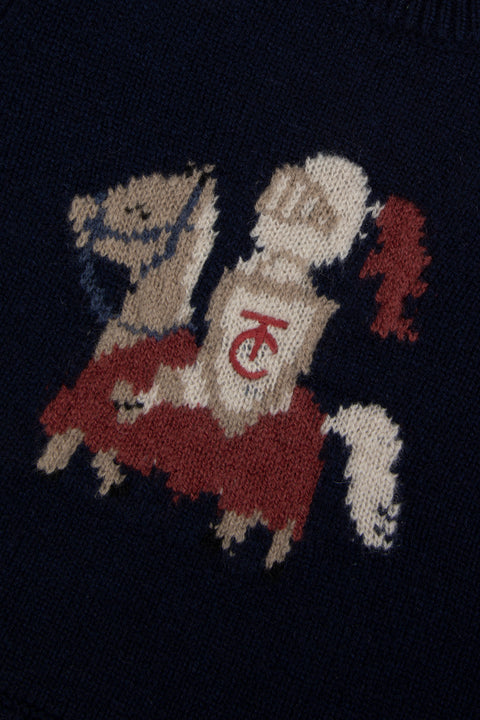 Maglia - Blu navy Lana Ricamo cavaliere - Image principale