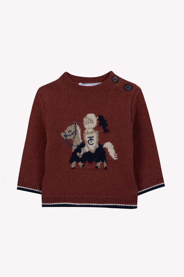 Maglia - Bordeaux Lana Ricamo cavaliere - Image principale